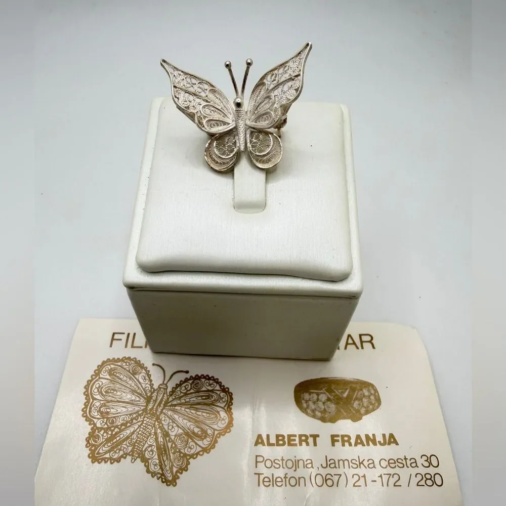 Vintage .999 silver filagree Butterfly brooch/pin!‎